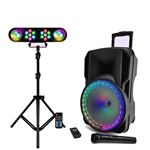 Enceintes, baffle et amplis DJ Boost Pack Karaoké Enceinte Autonome  600W-MOBILE12-SET - 2 Micros - Pied enceinte - Pack Lumière Projecteur  Astro sur pied support