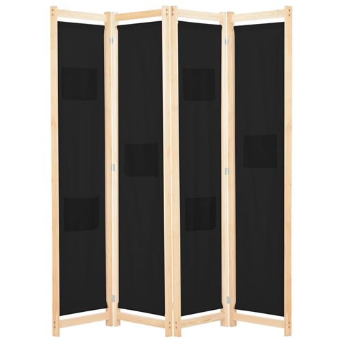 vidaXL Cloison de séparation 4 panneaux Noir 160x170x4 cm Tissu