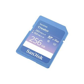 SanDisk Creator - Carte mémoire flash - 256 Go - Video Class V60 / UHS-II U3 / Class10 - SDXC UHS-II