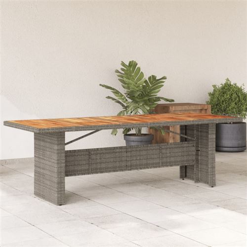 Non Communiqué Gris Table De Jardin Et Dessus En Bois D Acacia Résine Tressée