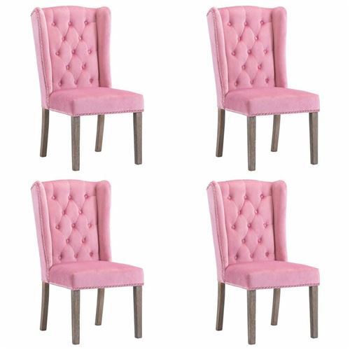 vidaXL Chaises de salle à manger 4 pcs Rose Velours