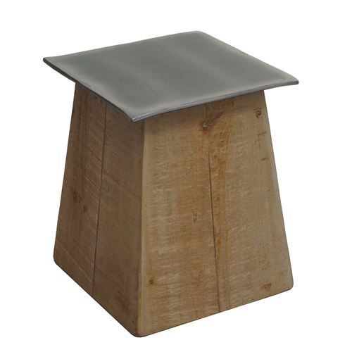 Mendler Tabouret Hwc-L76 Industrial Bois Massif Nature Aspect Métal - Image 3