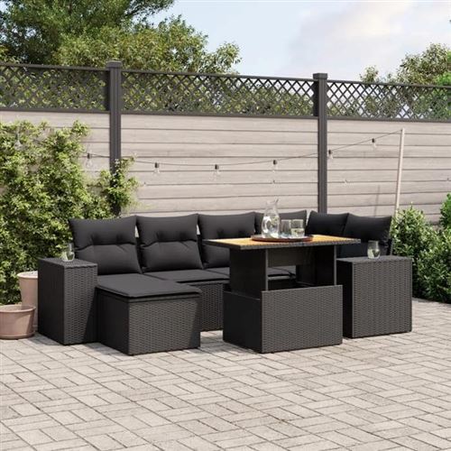 Non Communiqué Noir Vidaxl Salon De Jardin Avec Coussins 7 Pcs, Canapés De Terrasse, Ensemble De Meubles De Patio, Mobilier D'extérieur, 3272735
