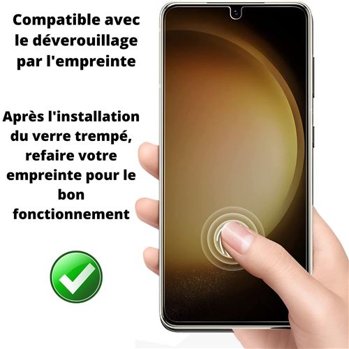 Verre Trempé pour Samsung Galaxy S23 PLUS [Pack 2] Film Noir Anti