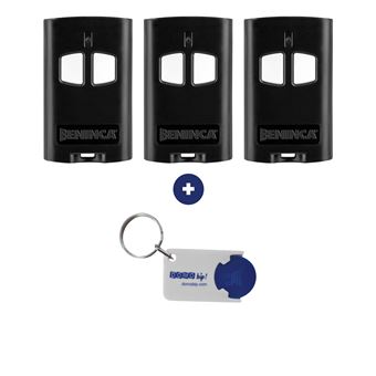 Lot de 3 Télécommandes Beninca 2 canaux TO.GO 2A - 433.92 Mhz + 1 Porte-clés Domobip - 1
