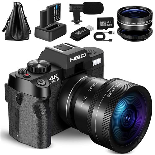 NBD Appareil Photo numérique 4K,Appareil Photo Compact 48 MP Vlogging  Caméra avec Zoom 16x, Caméra