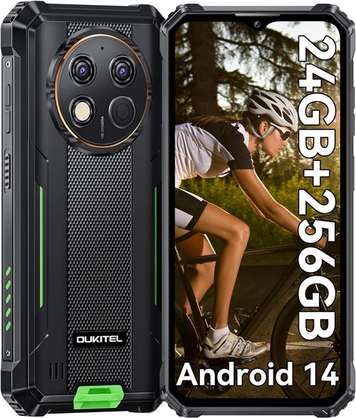 OUKITEL G1 Téléphone Portable 6Go 256Go Android 14 Smartphone 6.52 10600mAh/18W Dual SIM 4G-Vert