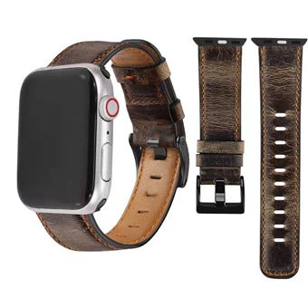 Bracelet en Cuir Vintage Leather pour Apple Watch Ultra 49mm Brun