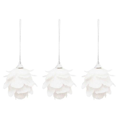 Atmosphera Blanc Créateur D'intérieur - Lot De 3 Sujets De Noël "Fleurs" 7Cm - Image 3