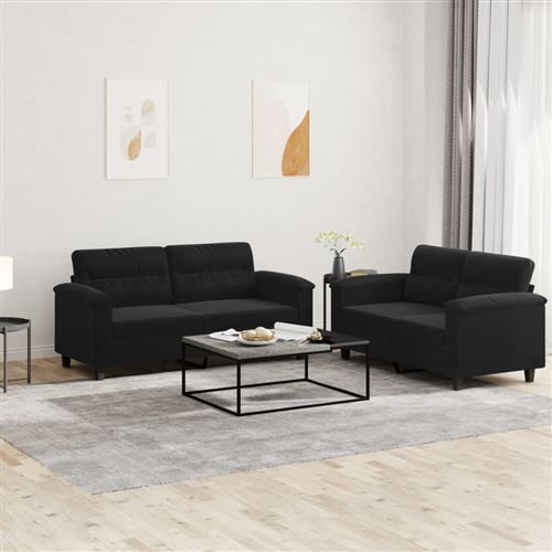 Non Communiqué Noir Vidaxl Ensemble De Canapés 2 Pcs Avec Coussins Tissu Microfibre3202317