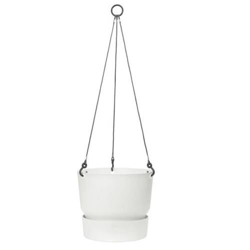 Elho Greenville 24cm Hanging Basket Plastic Outdoor & Balcony Plant Pot - White