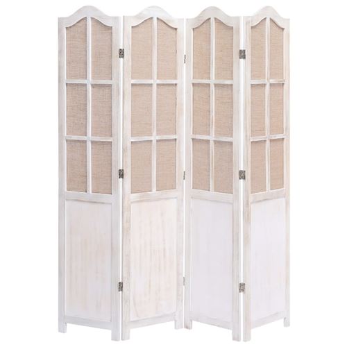 vidaXL Cloison de séparation 4 panneaux Blanc 140x165 cm Tissu
