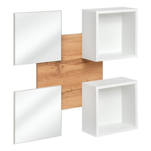 Paris Prix Blanc Panneau Mural, 2 Étagères & 2 Miroirs Easy 100Cm - Image 2