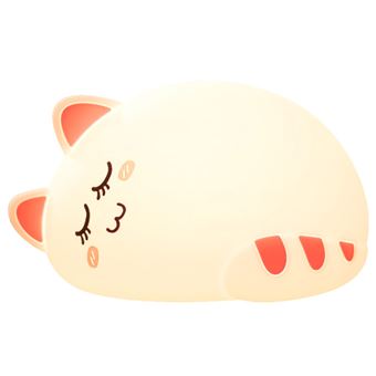 Veilleuse Enfant Wabecil Silicone Mignon Chat Doux ,16.5*12*10-Blanc - 1