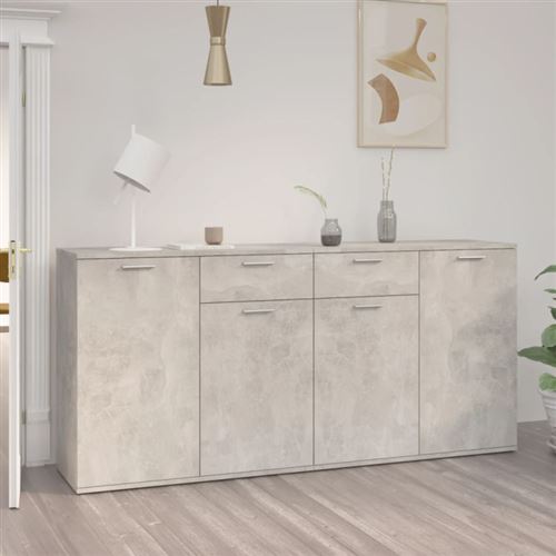 vidaXL Buffet Gris béton 160x36x75 cm Aggloméré