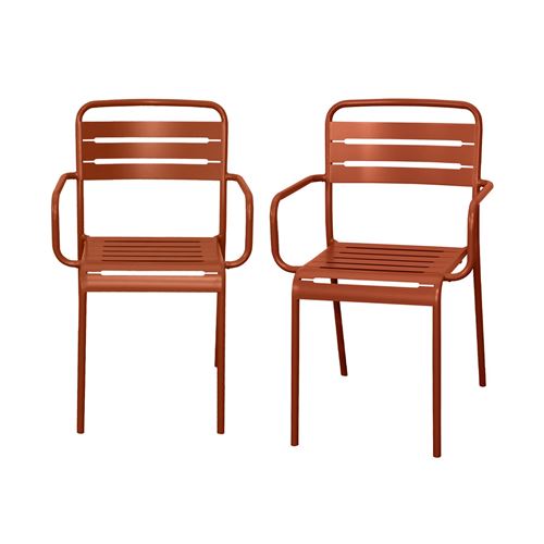 Sweeek Lot de 2 fauteuils de jardin acier 2 places terracotta Amelia L504 X P53 X H795cm