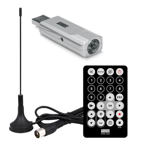 Récepteur TNT USB HD Décodeur et Enregistreur – August DVB-T210 – Clé USB Tuner TV/Radio sur PC - Compatible Windows 10 / 8 / 7