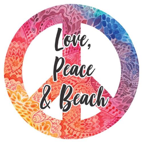 Serviette ronde en microfibre Love Peace & Beach