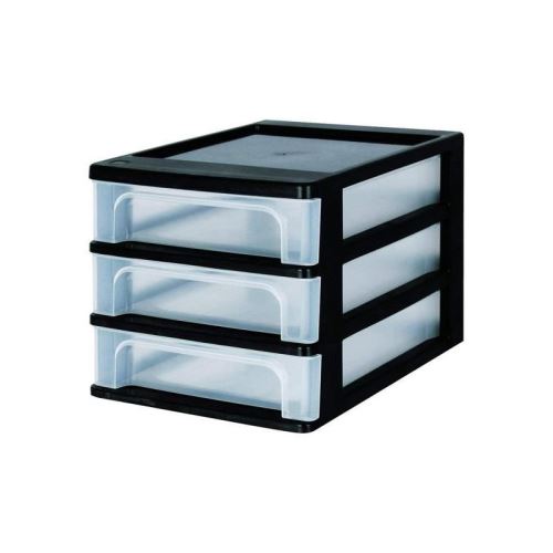 iris ohyama tour de rangement 3 tiroirs - plastique - noir - 12 l - 35,5 x 26 x 25,5 cm