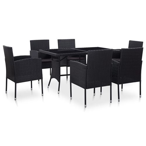 Salon de jardin 7 pcs Résine tressée - Noir