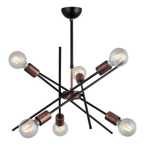 HOMEMANIA Lampe à Suspension Gera - Lustre - Lustre de plafond - Cuivre, noir en Métal, 50 x 50 x 75 cm, 6 x E27, Max 40W