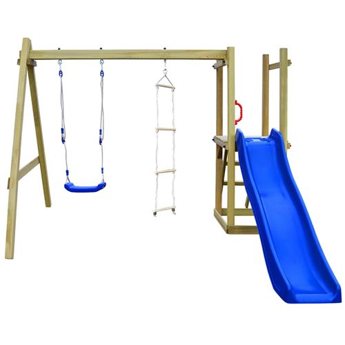 vidaXL Speelhuis met glijbaan, ladders en schommel 242x237x175 cm hout