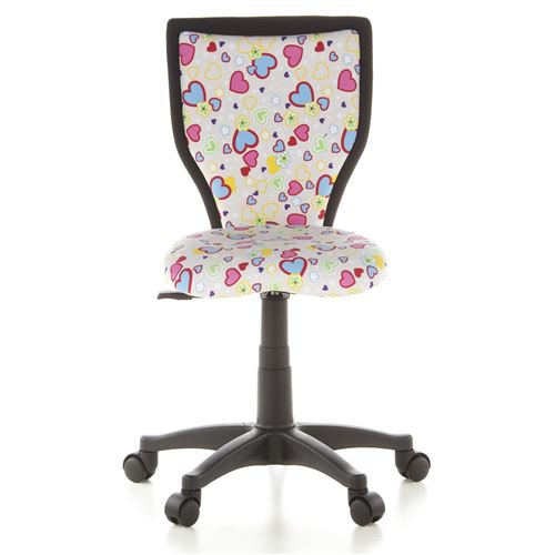 Siège de bureau enfant / Siège pivotant KIDDY LUX, tissu rose motif fleurs et curs hjh OFFICE