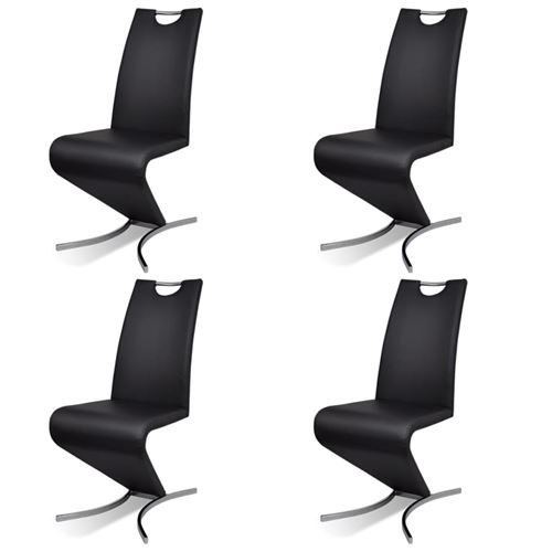 vidaXL Chaise de salle à manger 4 pcs Cantilever Cuir synthétique Noir