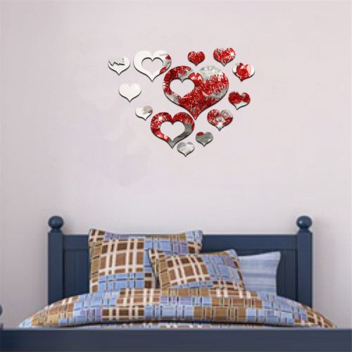 16pcs Moderne Acrylique Cristal Stickers Muraux Accueil Decalque Art Murale Decoration Amour Coeur Autocollants Muraux Top Prix Fnac