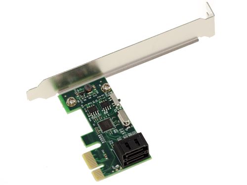 Carte Contrôleur PCIe 2.0 1x avec 2 PORTS SATA 3 6G. Format compact, avec chipset ASM1061. Fournie avec équerres High et Low Profile.