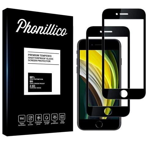 Verre Trempe pour iPhone SE 2020 [Pack 2] Film Transparent Intégral Bord Noir Vitre Protection Ecran Phonillico®