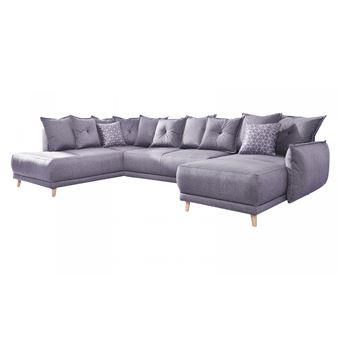 Bobochic Canapé Panoramique Convertible Coffre Xxl Lena Gris Angle Gauche