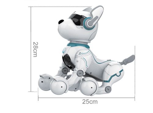 Discours Contrôle Vocal Leidy Chien Robot Animaux Jouets Robotiques Pour Chiens Puggy Jouets Blanc WEN103