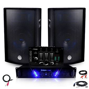 Pack Sono Ampli AMP-300 + HP BMS-12 de 2x600W Table de mix + Câblages - 1