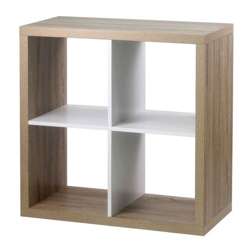 Étagère 4 cases coloris chêne intérieur blanc