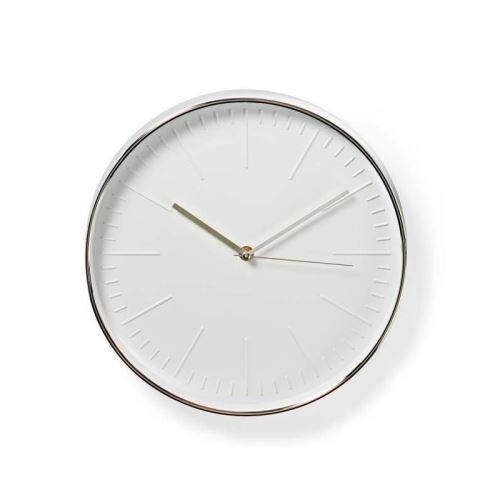 NEDIS Horloge murale circulaire - Ø 30 cm - Blanc et Argent