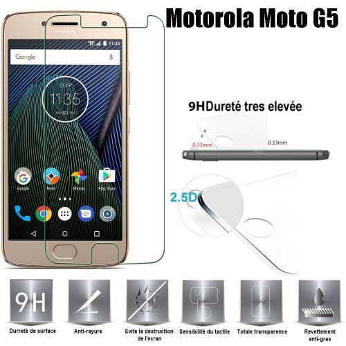 Moto G5 Vitre protection d'ecran en verre trempé incassable Tempered Glass (Lot de 2) pour Motorola Moto G5