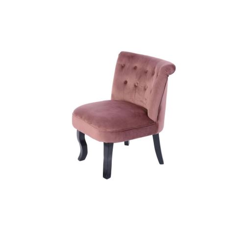 Lizy Fauteuil Crapaud - Velours Rose - Classique - L 56 X P 63 Cm