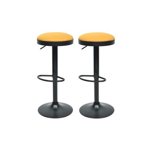 Gasoline Lot De 2 Tabourets De Bar - Tissu Jaune - Classique - L 38,5 X P 38,5 Cm