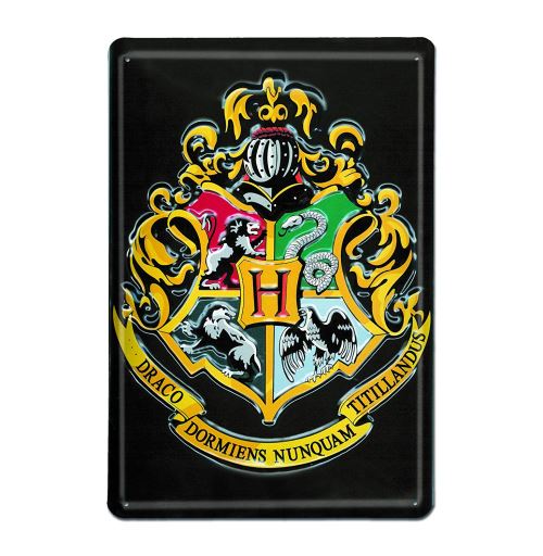 LOGOSHIRT - Harry Potter - Poudlard - Logo - Plaque en métal - Signe métal - Rétro - 20x30 - Design original sous licence