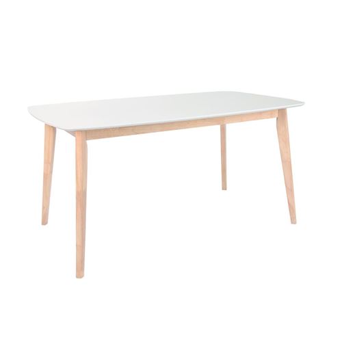 Miliboo Table à manger design blanc et bois clair L120 cm LEENA