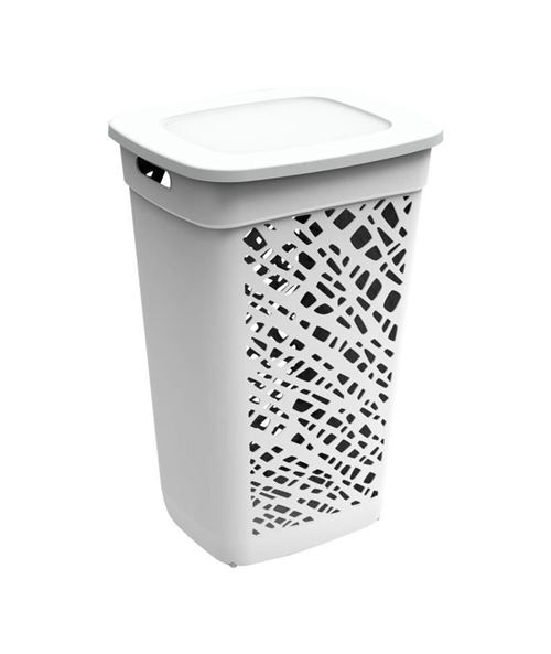 eda coffre a linge avec couvercle alméria - 60 l - blanc