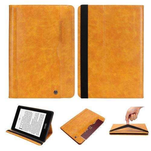 Etui en PU flip avec support élastique marron pour votre Amazon Kindle Paperwhite 4 (2018)