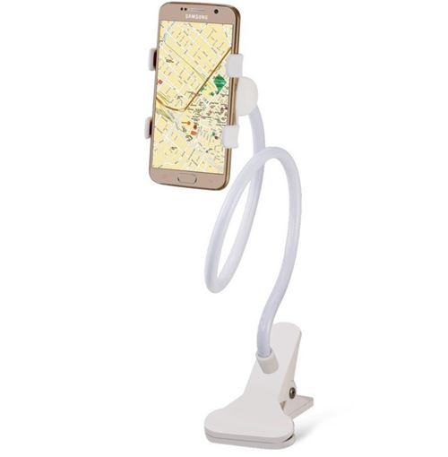 Support Bureau Lazy pour ALCATEL A5 LED Smartphone Pince Clip Universel Flexible Reglable (BLANC)