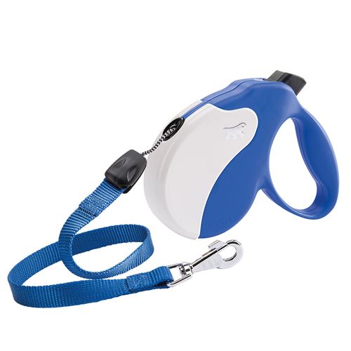 Laisse rétractable pour chiens AMIGO CORD LARGE, cordon rétractable, 5 mètres, max 50 kg, Bleu