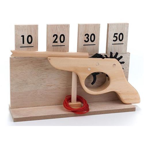 Jeu en bois de tir pistolet et cartouches à points