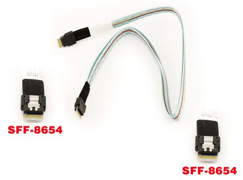 Cordon MiniSAS SFF-8654 vers SFF-8654 - SAS 4.0 Blindé - Longueur 50cm
