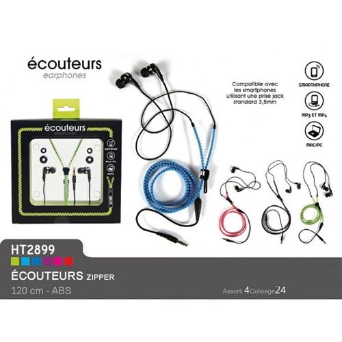 Ecouteur Universelle Fermeture Eclair Mp3 Mp4 Telephone