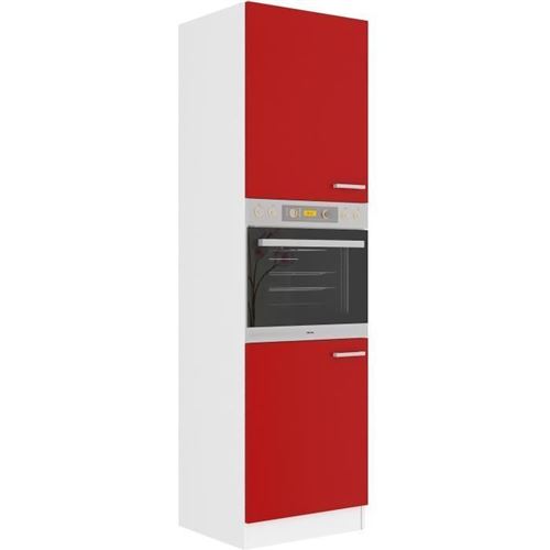Ultra Colonne Four Avec Plan De Travail L 60 Cm - Rouge Mat