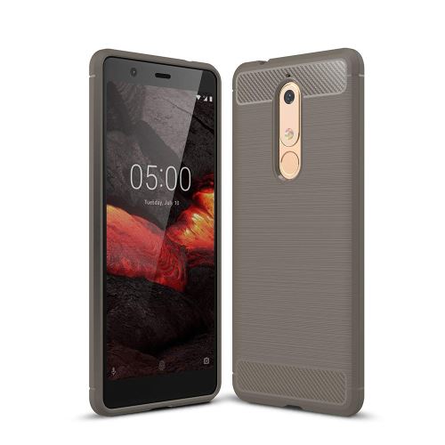 Coque Souple en Gel Silicone pour Nokia 5.1 Carbone effet Brossé - Gris